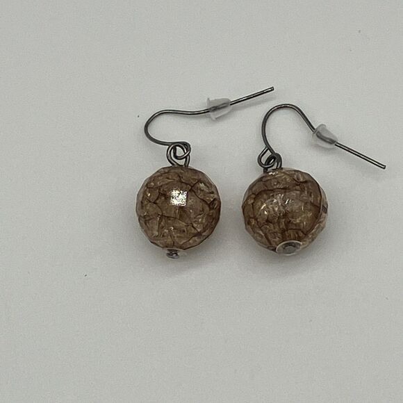 Gunmetal Crackle Glass Leopard Layered Station Necklace & Earrings Set - Picture 5 of 8